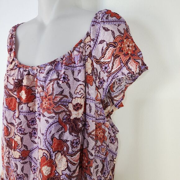 Knox Rose Dress Size XXL Purple Haze Multicolor Midi Short Flutter Sleeve Floral - Picture 6 of 13